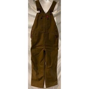 Dickies Kids Duck Canvas Bib Overalls Boys Youth Size 5/6 Brown Workwear Play